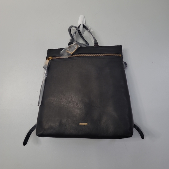 Margot Maggie Leather Back pack In Black - Picture 4 of 9